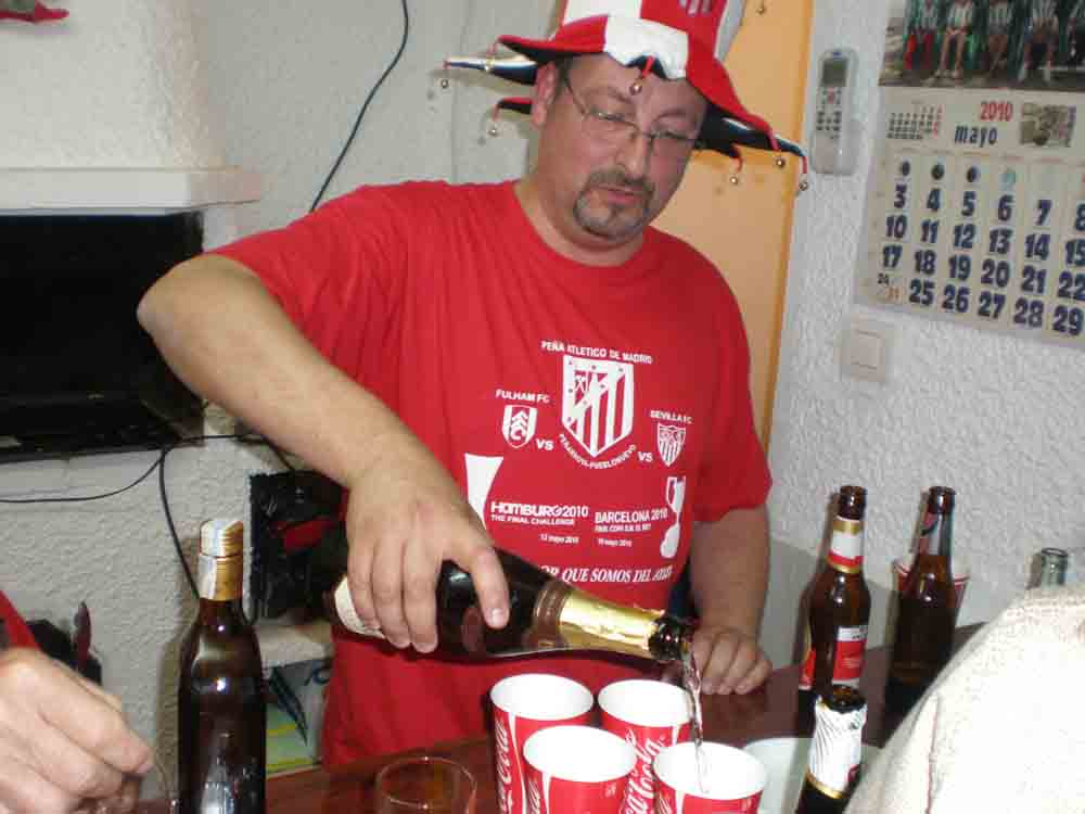 Euforia en al pe�a del Atlhetico de Madrid