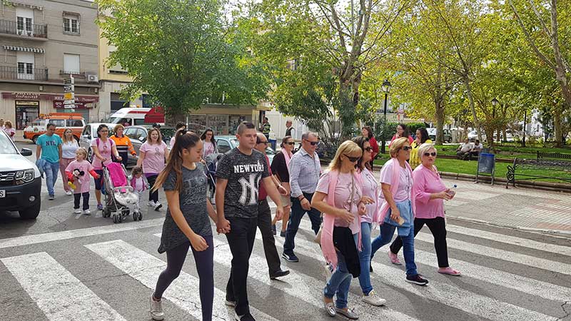 Unas 300 personas participan en la marcha rosa