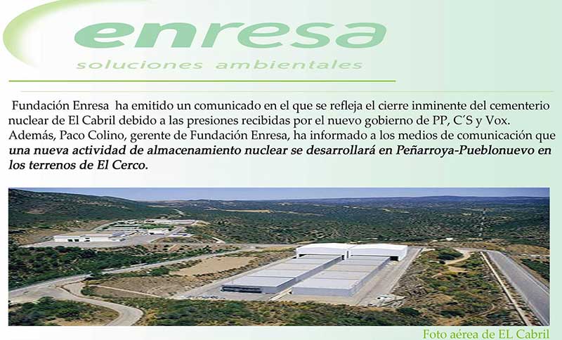 comunicado de Enresa