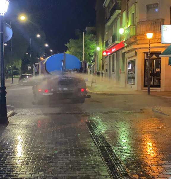 Desinfección de las calles de Peñarroya