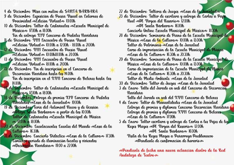 Programa de actividades navideas