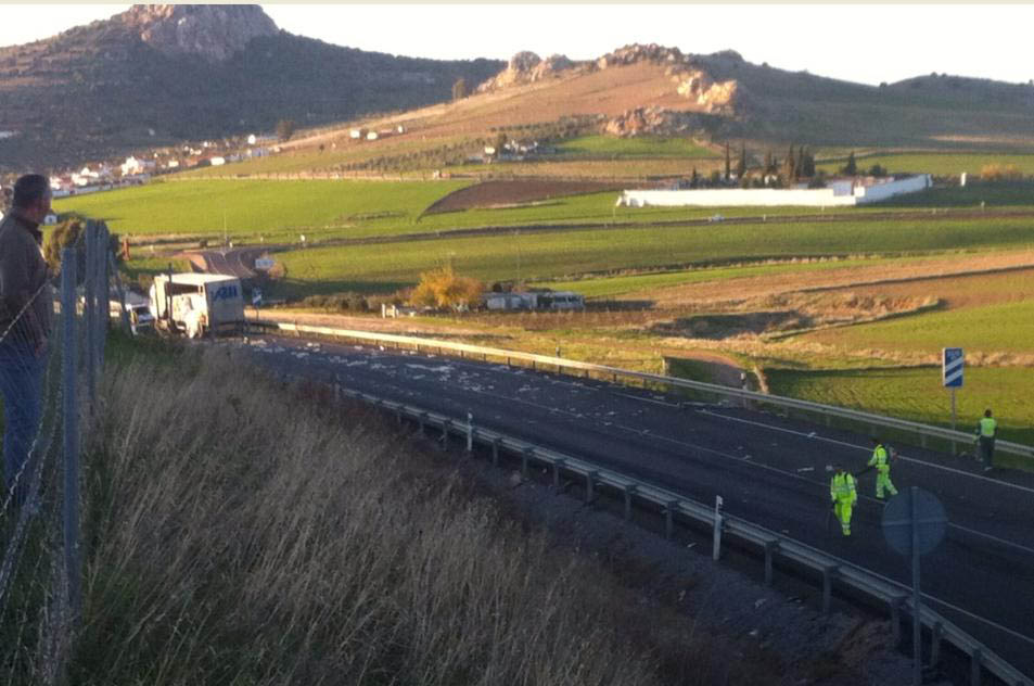 Fallece el conductor de un cami�n en Pe�arroya