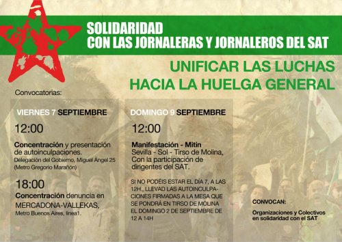 Solidaridad con las jornaleras y jornaleros del SAT